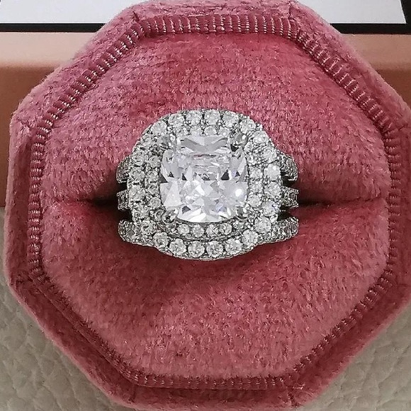 NEW ENGAGEMENT 925 STERLING SILVER DIAMOND RING, BEAUTIFUL RING, SHINY RING - Picture 7 of 7